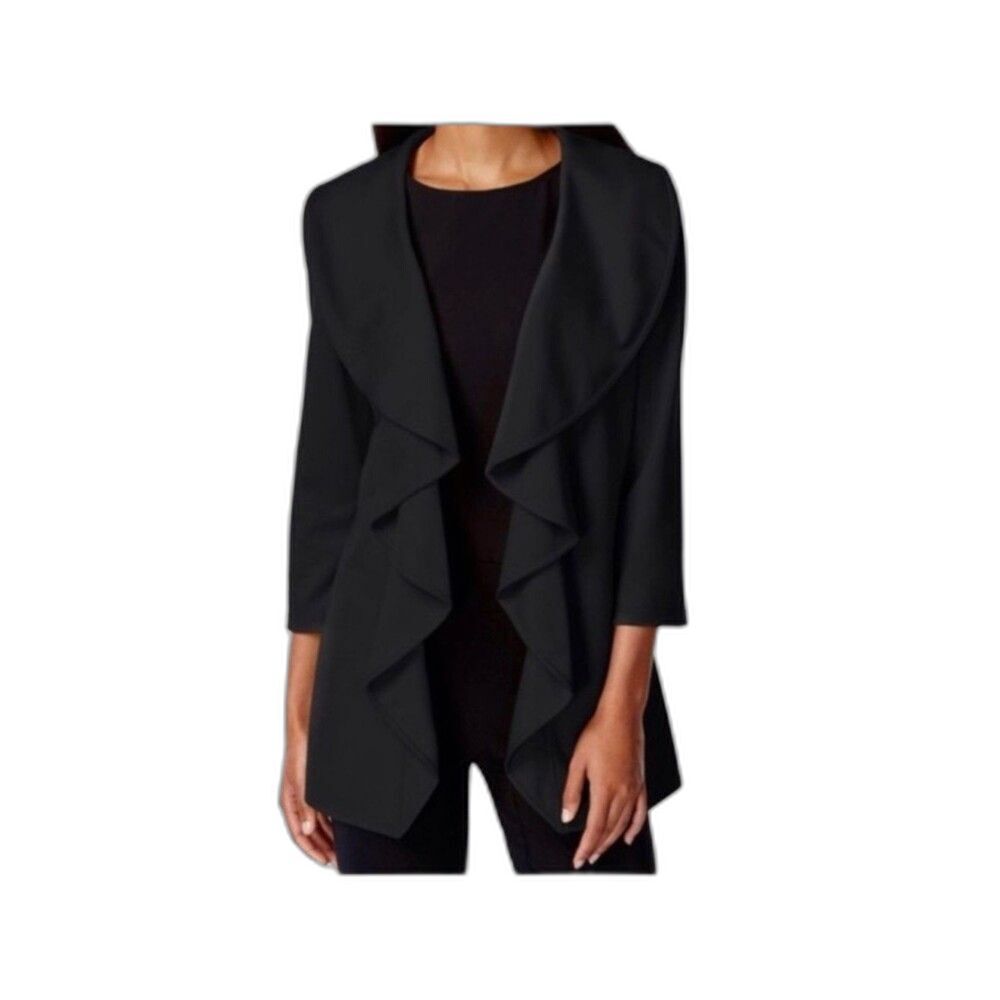 NWT Calvin Klein Blazer Women's Size 14 Ruffled Draped Open Front 3/4 Sleeve